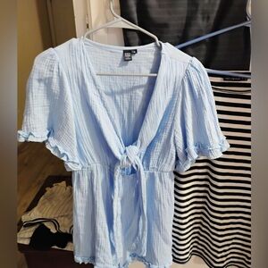 SHEIN Light Blue Ruffle Sleeve Dress